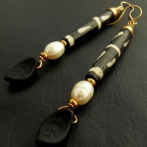 Batik Bone Tribal Chic Earrings